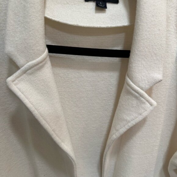 J.Crew 365 Women L Cream Sophie Merino Wool Open Front Sweater Blazer J0244 - Picture 3 of 12